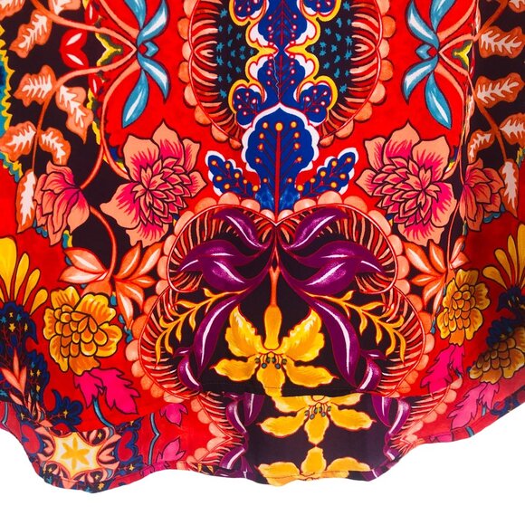 New Loft Womens High Low Blouse Sz Large Long Sleeve Vibrant Floral Print NWT - Picture 5 of 13